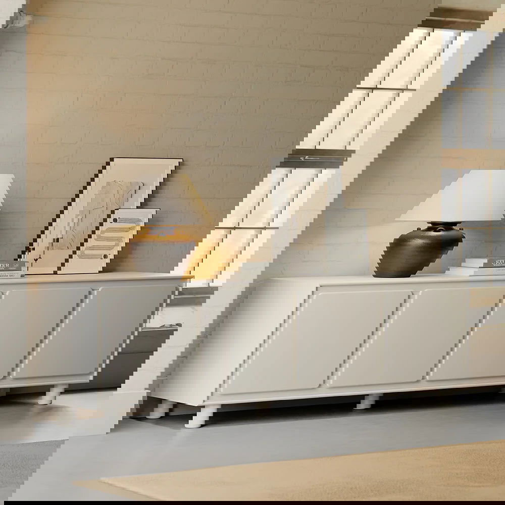 1830mm Modern White Rectangle Tall TV Stand with Storage for 1650 to 1900mm TV - 