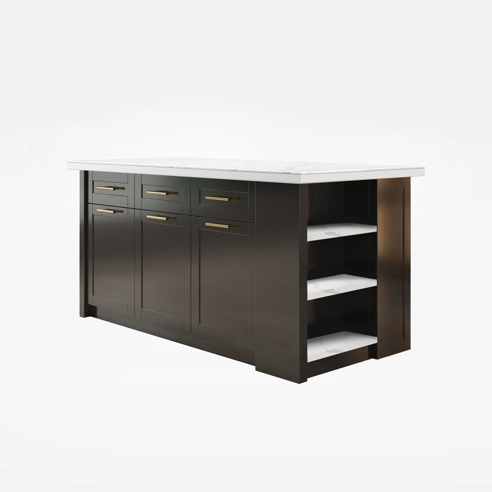 1830mm Sintered Stone White&Black Kitchen Island with Storage Modern Kitchen Cabinet - 