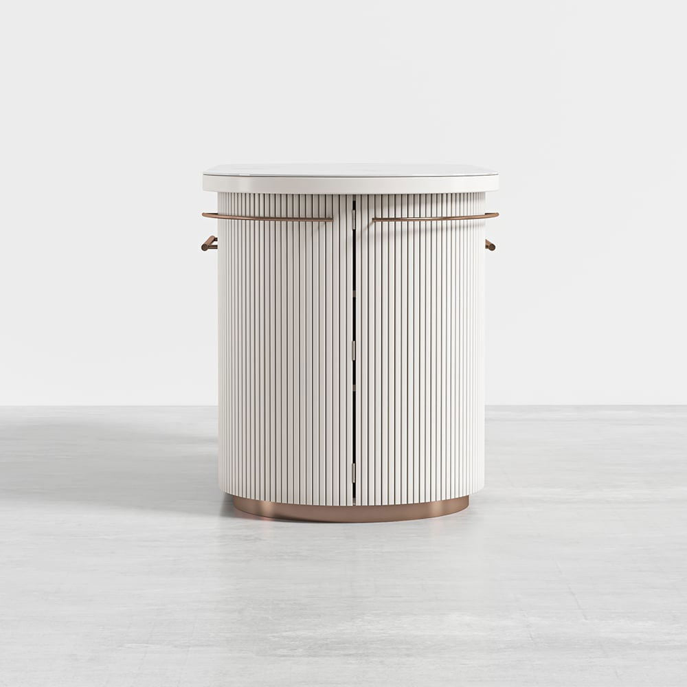 1830mm White Kitchen Island Modern Faux Marble Large Kitchen Cabinet with Storage - 