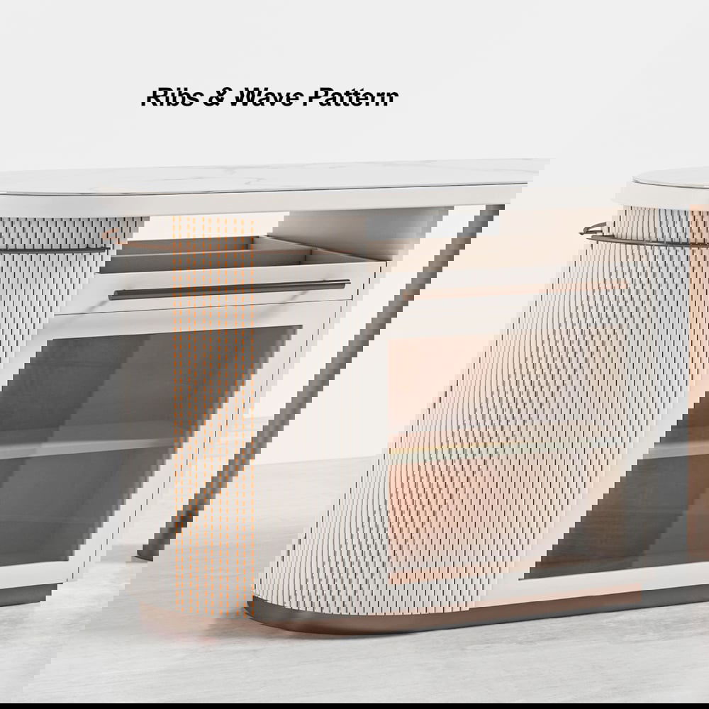 1830mm White Kitchen Island Modern Faux Marble Large Kitchen Cabinet with Storage - 