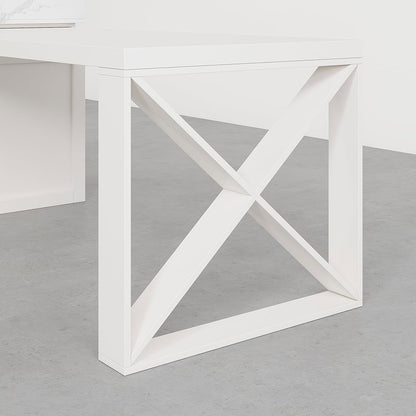 1850mm-2350mm Extendable Modern White Kitchen Island MDF with Storage Kitchen Cabinet - 