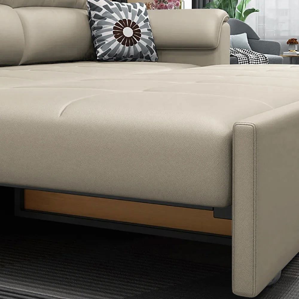 1880mm Beige Full Sleeper Convertible Sofa with Storage & Pockets Sofa Bed - 