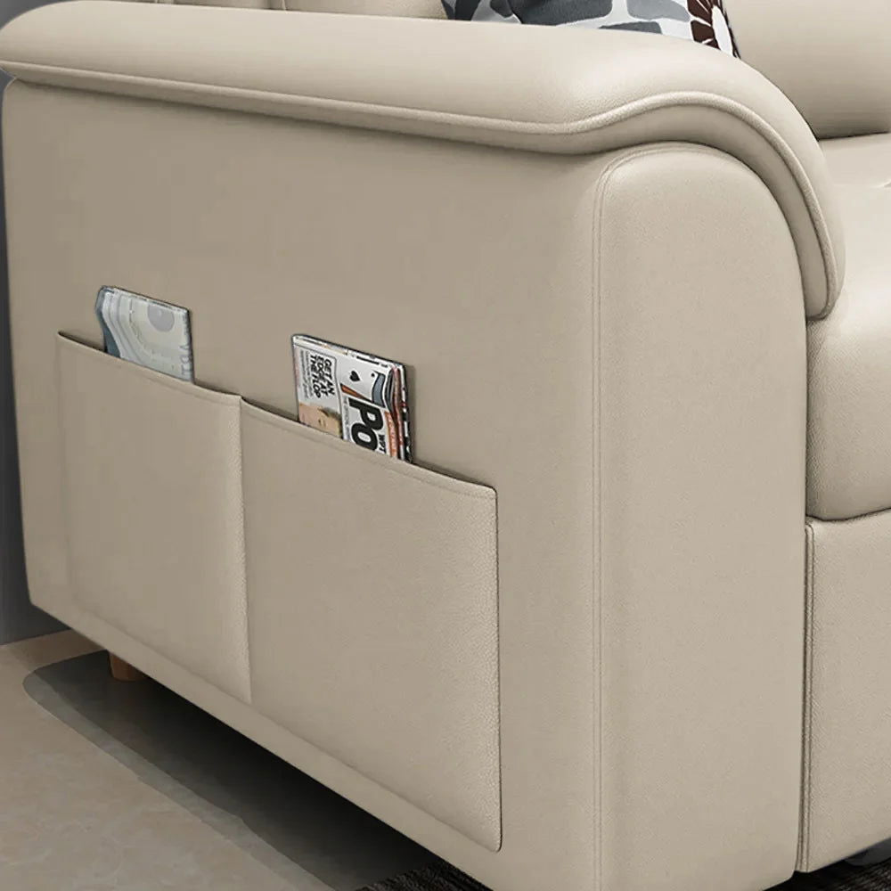 1880mm Beige Full Sleeper Convertible Sofa with Storage & Pockets Sofa Bed - 