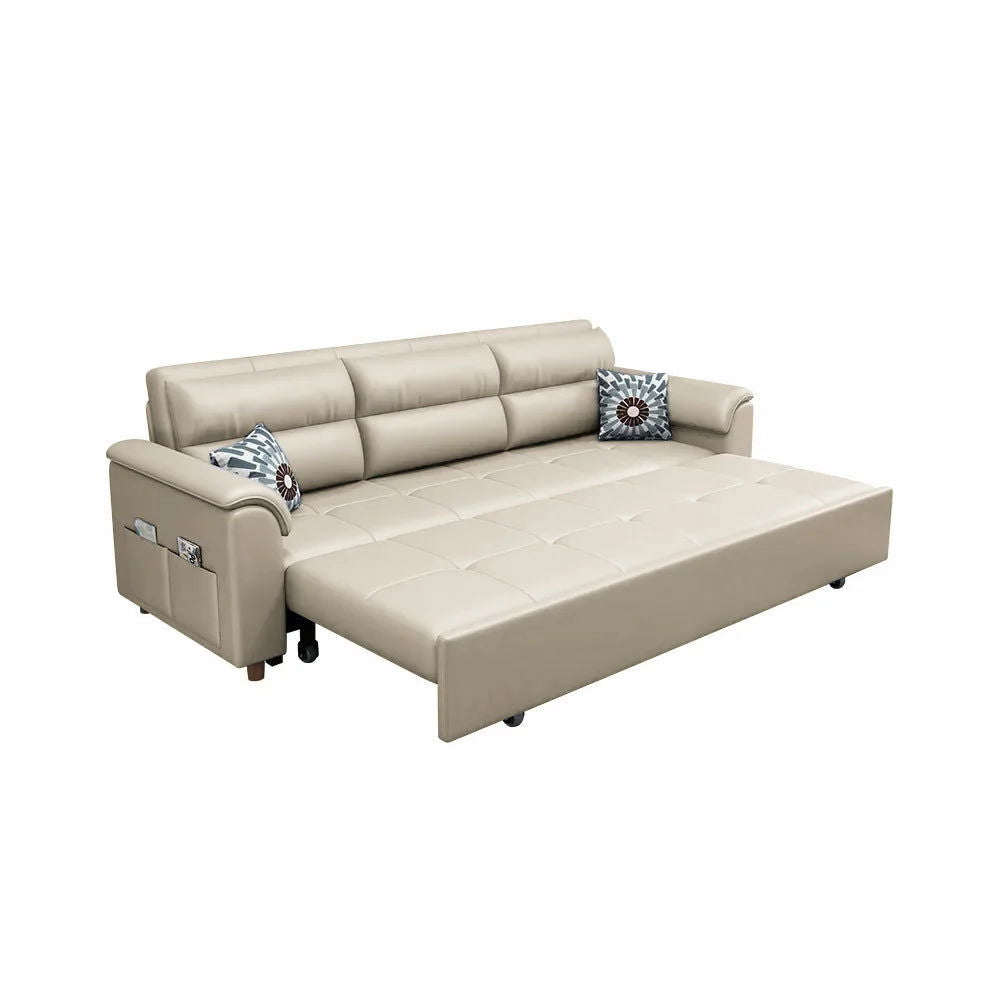 1880mm Beige Full Sleeper Convertible Sofa with Storage & Pockets Sofa Bed - 