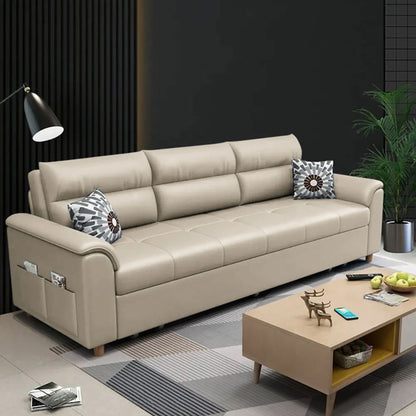 1880mm Beige Full Sleeper Convertible Sofa with Storage & Pockets Sofa Bed - Homary