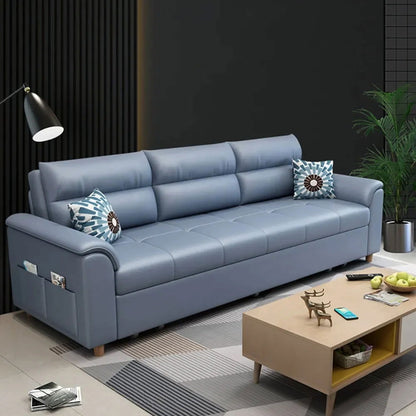 1880mm Blue Full Sleeper Convertible Sofa with Storage & Pockets Sofa Bed - 