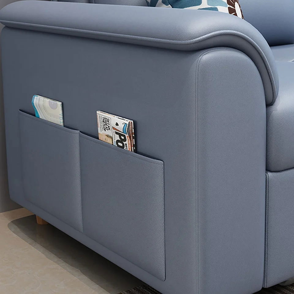 1880mm Blue Full Sleeper Convertible Sofa with Storage & Pockets Sofa Bed - 