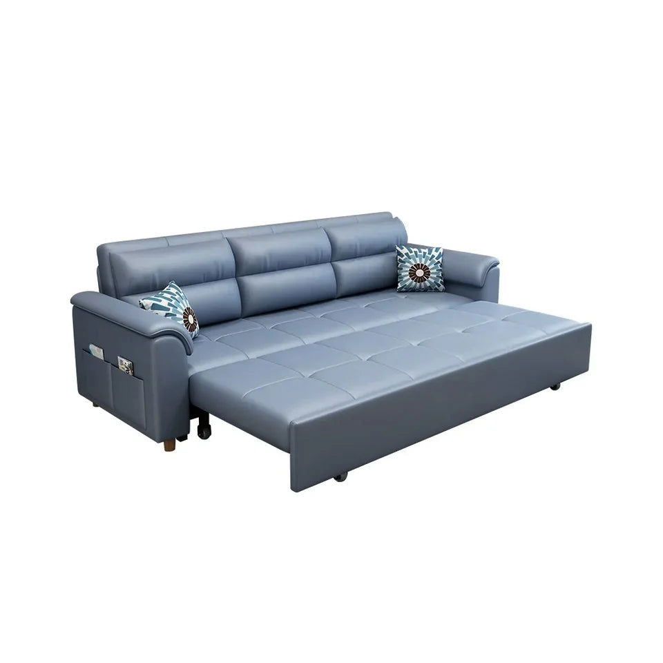 1880mm Blue Full Sleeper Convertible Sofa with Storage & Pockets Sofa Bed - 
