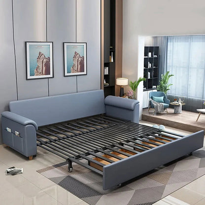 1880mm Blue Full Sleeper Convertible Sofa with Storage & Pockets Sofa Bed - 
