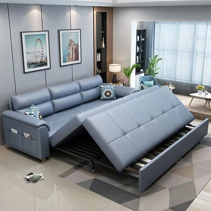 1880mm Blue Full Sleeper Convertible Sofa with Storage & Pockets Sofa Bed - Homary