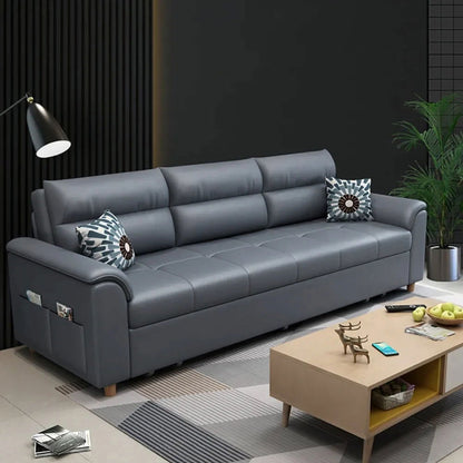1880mm Deep Gray Full Sleeper Convertible Sofa with Storage & Pockets Sofa Bed - 