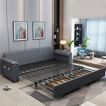 1880mm Deep Gray Full Sleeper Convertible Sofa with Storage & Pockets Sofa Bed - 