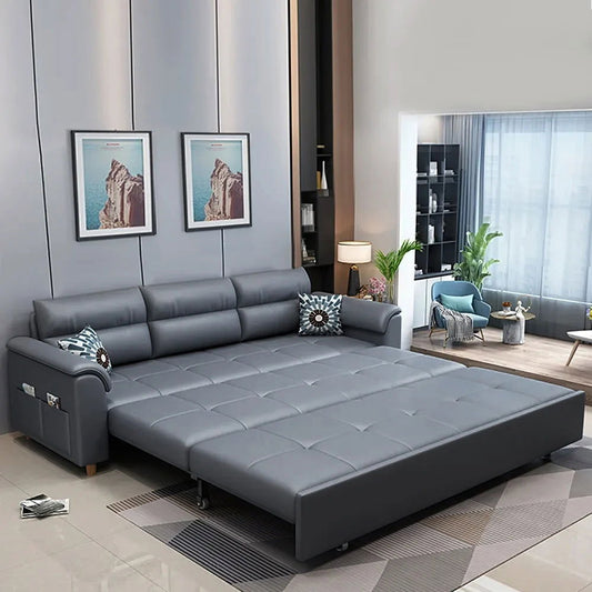 1880mm Deep Gray Full Sleeper Convertible Sofa with Storage & Pockets Sofa Bed - Homary