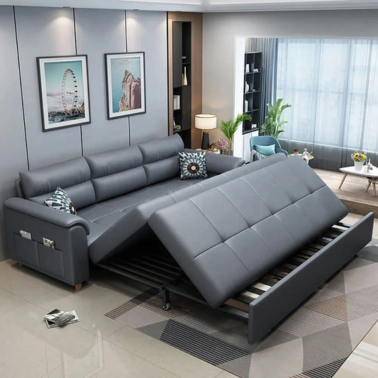 1880mm Deep Gray Full Sleeper Convertible Sofa with Storage & Pockets Sofa Bed - Homary