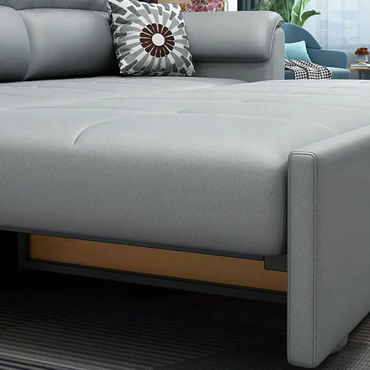 1880mm Light Gray Full Sleeper Convertible Sofa with Storage & Pockets Sofa Bed - 