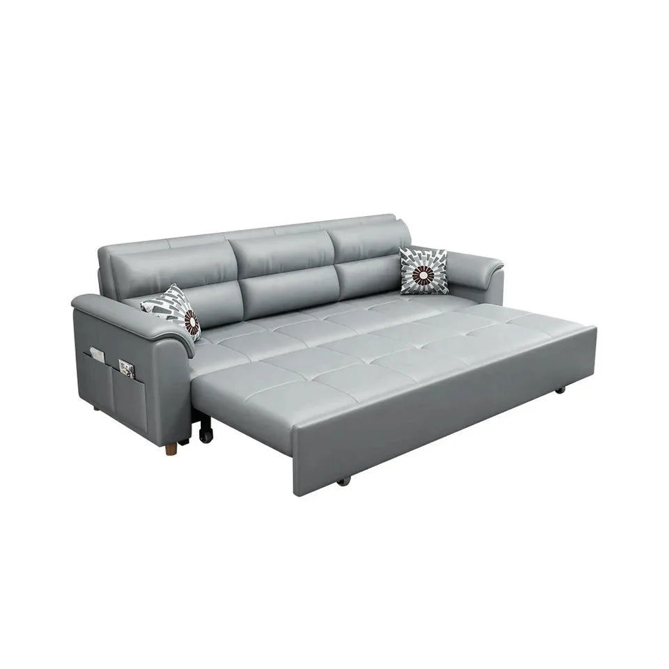 1880mm Light Gray Full Sleeper Convertible Sofa with Storage & Pockets Sofa Bed - 