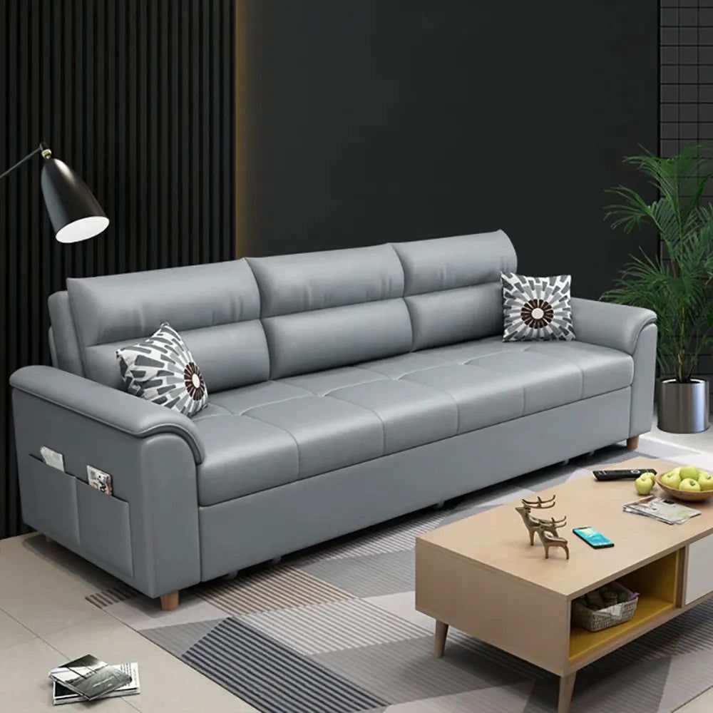 1880mm Light Gray Full Sleeper Convertible Sofa with Storage & Pockets Sofa Bed - Homary