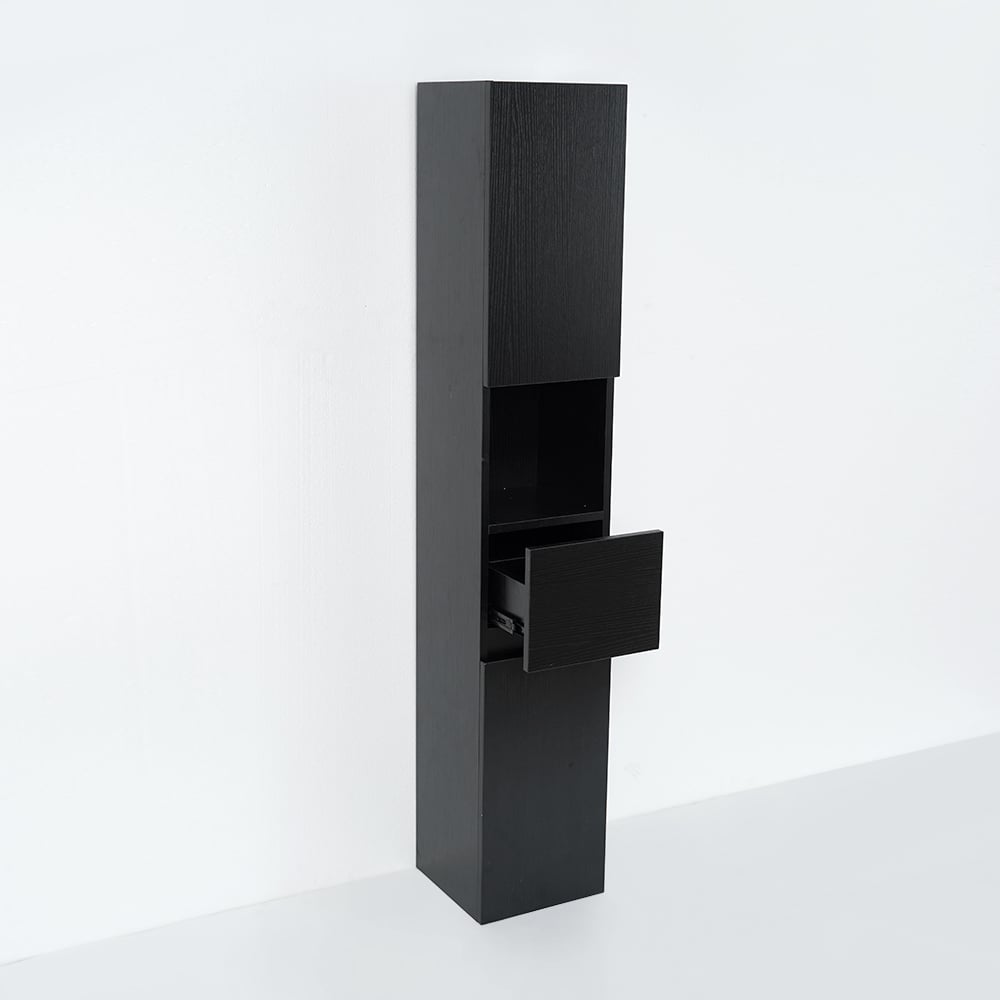 Modern Bathroom Cabinet with Drawers Wall Mounted Bathroom Cabinet with Doors with Shelf- Black