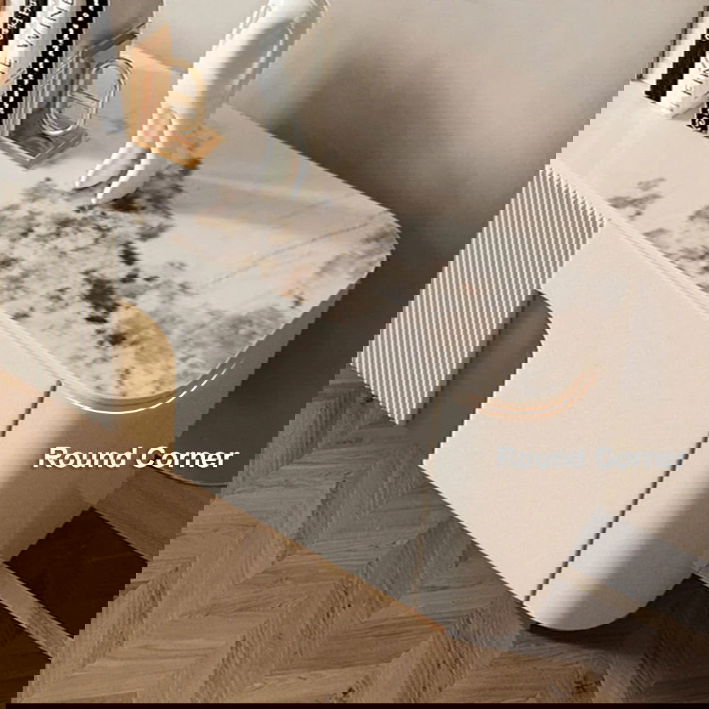 2000mm Artus Modern Stone Top Beige & Gold TV Stand with 4 Doors and Storage - 