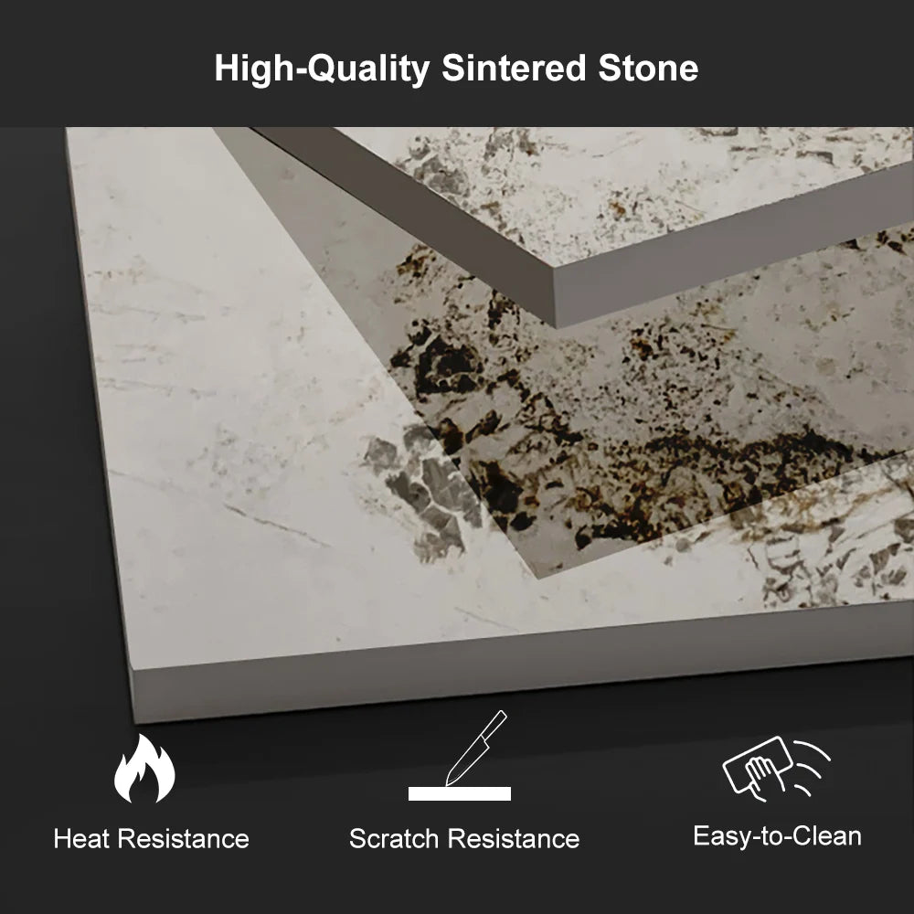 2000mm Artus Modern Stone Top Beige & Gold TV Stand with 4 Doors and Storage - 