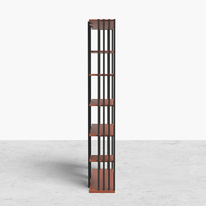 2000mm Industrial Black Walnut Etagere Bookshelf Display Shelving Tall Book Shelf in Ste - 