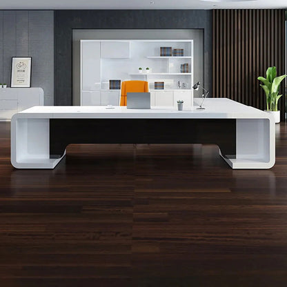2000mm L-Shaped Modern Executive Desk of Left Hand with Drawers in White & Black - 