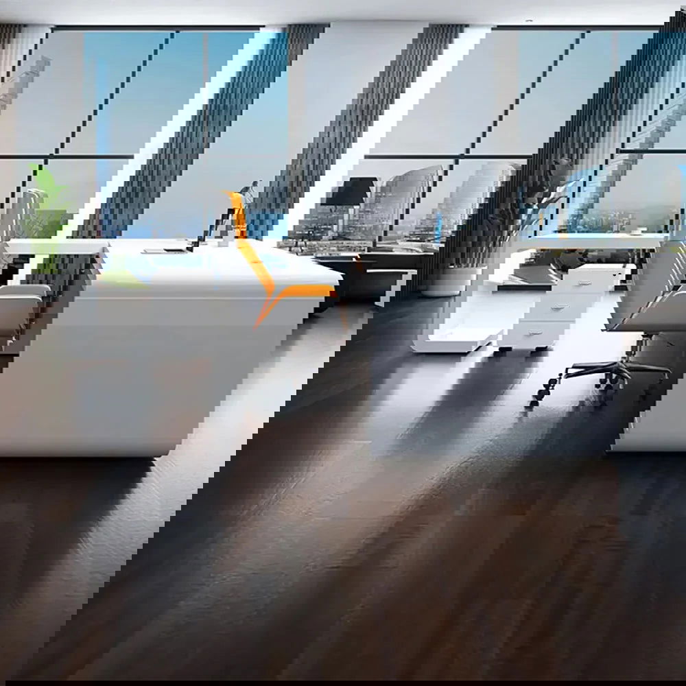 2000mm L-Shaped Modern Executive Desk of Left Hand with Drawers in White & Black - 