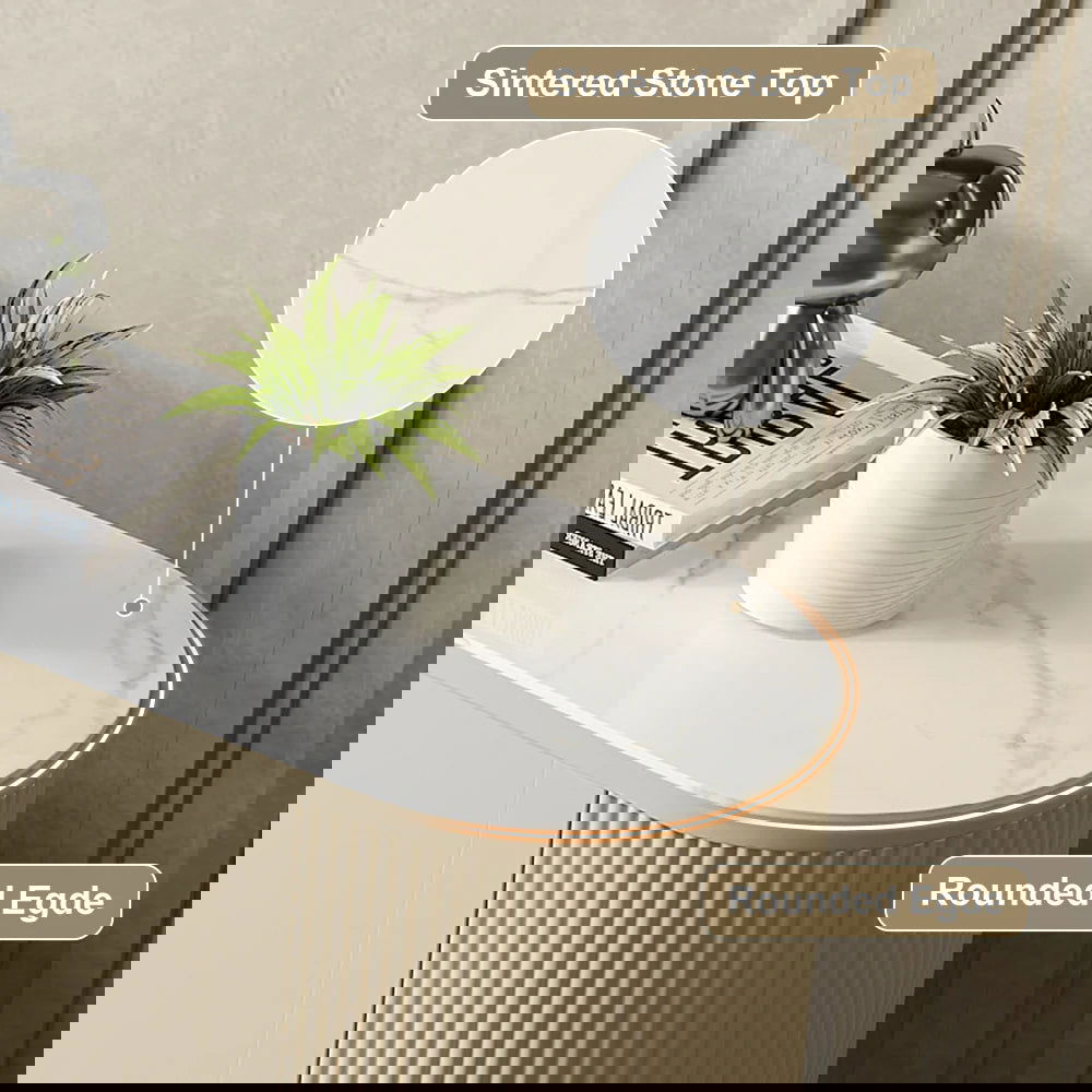 2000mm Modern Beige Electric Fireplace TV Stand Sintered Stone Top with Remote Control - Homary