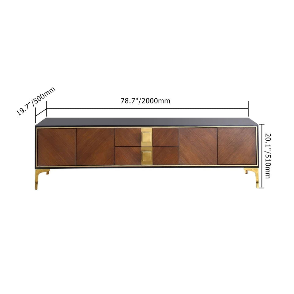 2000mm Modern Black & Walnut TV Stand Solid Wood Entertainment Center with Storage - Homary