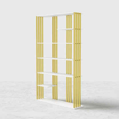 2000mm Modern Steel Etagere Bookshelf Display Shelving 6-Shelf White Tall Book Shelf - 