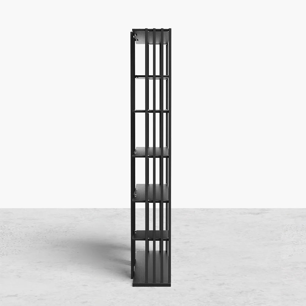 2000mm Modern Steel Etagere Bookshelf Display Shelving 6-Shelf in Black Tall Book Shelf - 