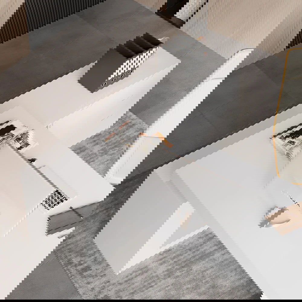 2000mm Modern White L-Shape Executive Desk Drawers & Cabinet Office Desk Right Hand - 