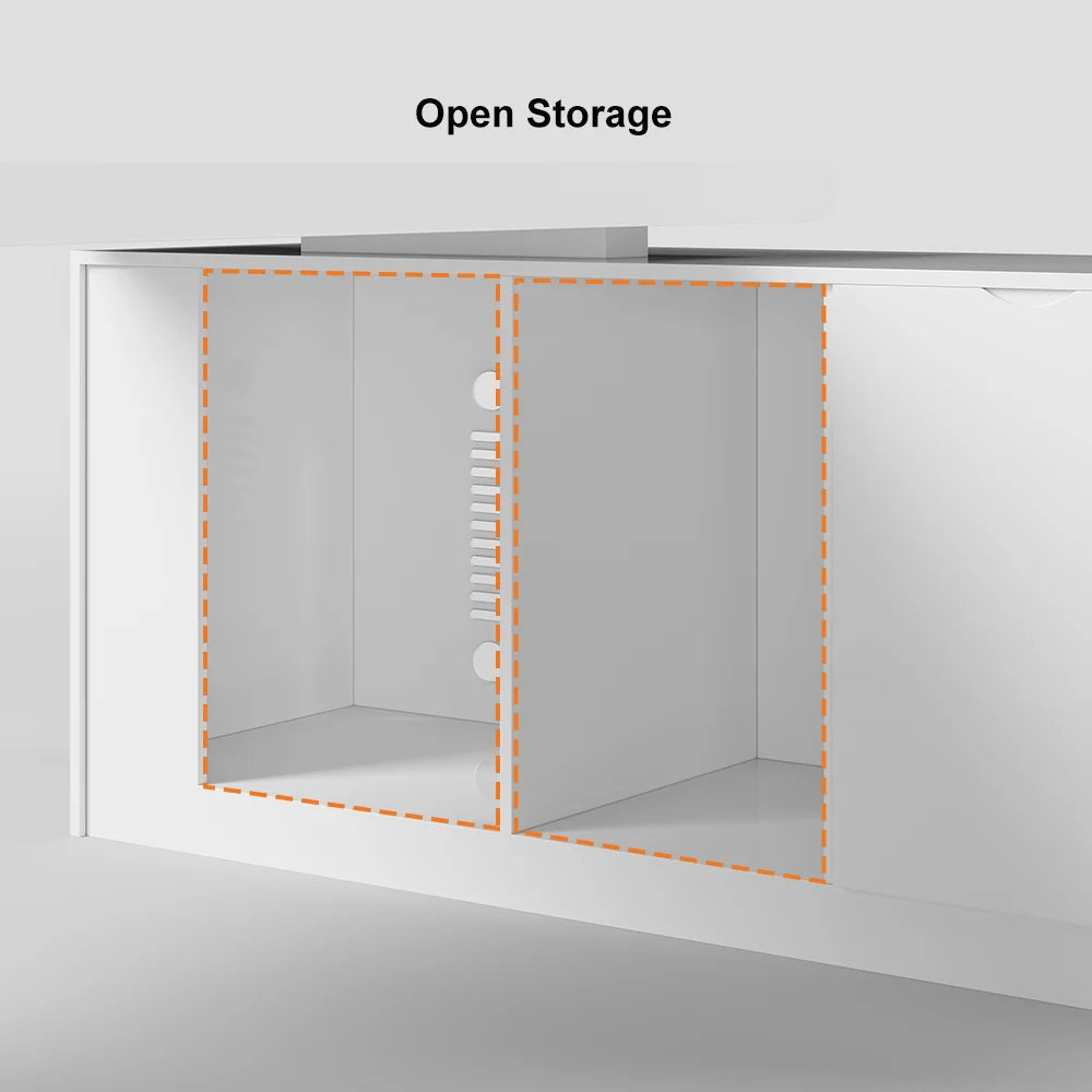 2000mm Modern White L-Shape Executive Desk Drawers & Cabinet Office Desk Right Hand - 