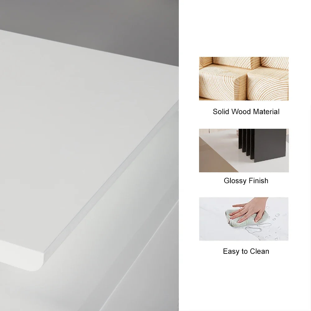 2000mm Modern White L-Shape Executive Desk Drawers & Cabinet Office Desk Right Hand - 