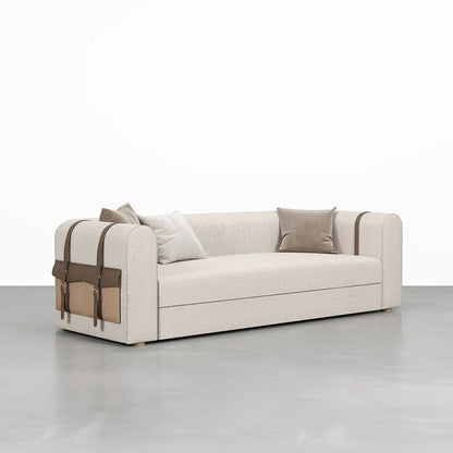 2220mm Modern White Boucle 3-Seater Sofa Upholstered Convertible with Side Storage - 