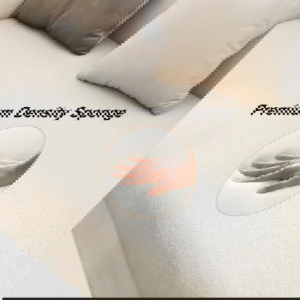 2220mm Modern White Boucle 3-Seater Sofa Upholstered Convertible with Side Storage - 