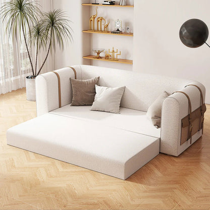 2220mm Modern White Boucle 3-Seater Sofa Upholstered Convertible with Side Storage - Homary