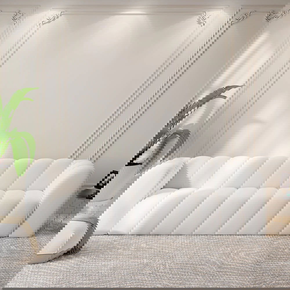 2230mm Modern Velvet Upholstered Sofa 3-Seater Sofa Luxury Sofa Solid Wood Frame - 