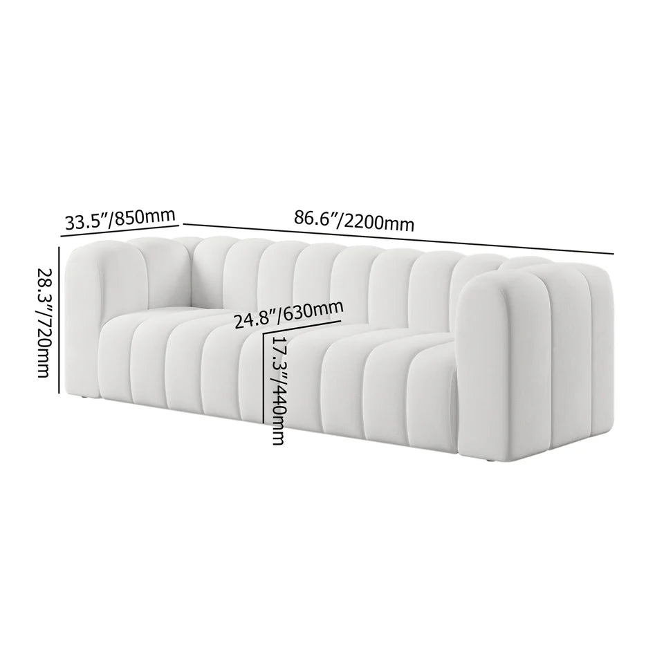 2230mm Modern Velvet Upholstered Sofa 3-Seater Sofa Luxury Sofa Solid Wood Frame - 