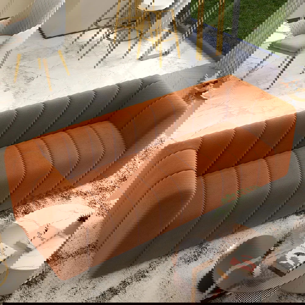 2230mm Modern Velvet Upholstered Sofa 3-Seater Sofa Luxury Sofa Solid Wood Frame - 