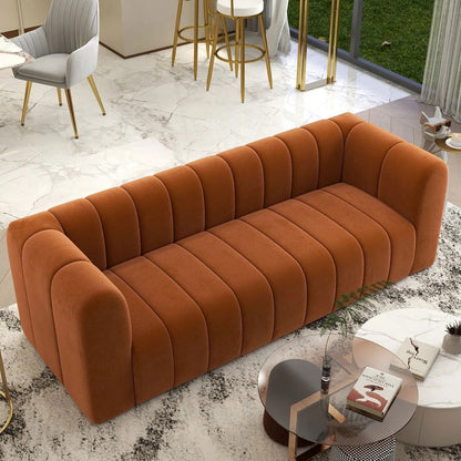 2230mm Modern Velvet Upholstered Sofa 3-Seater Sofa Luxury Sofa Solid Wood Frame - 