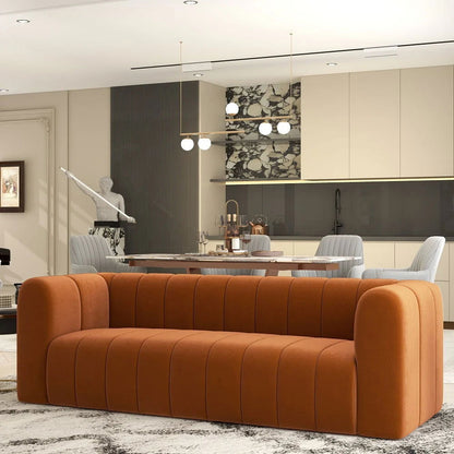 2230mm Modern Velvet Upholstered Sofa 3-Seater Sofa Luxury Sofa Solid Wood Frame - 