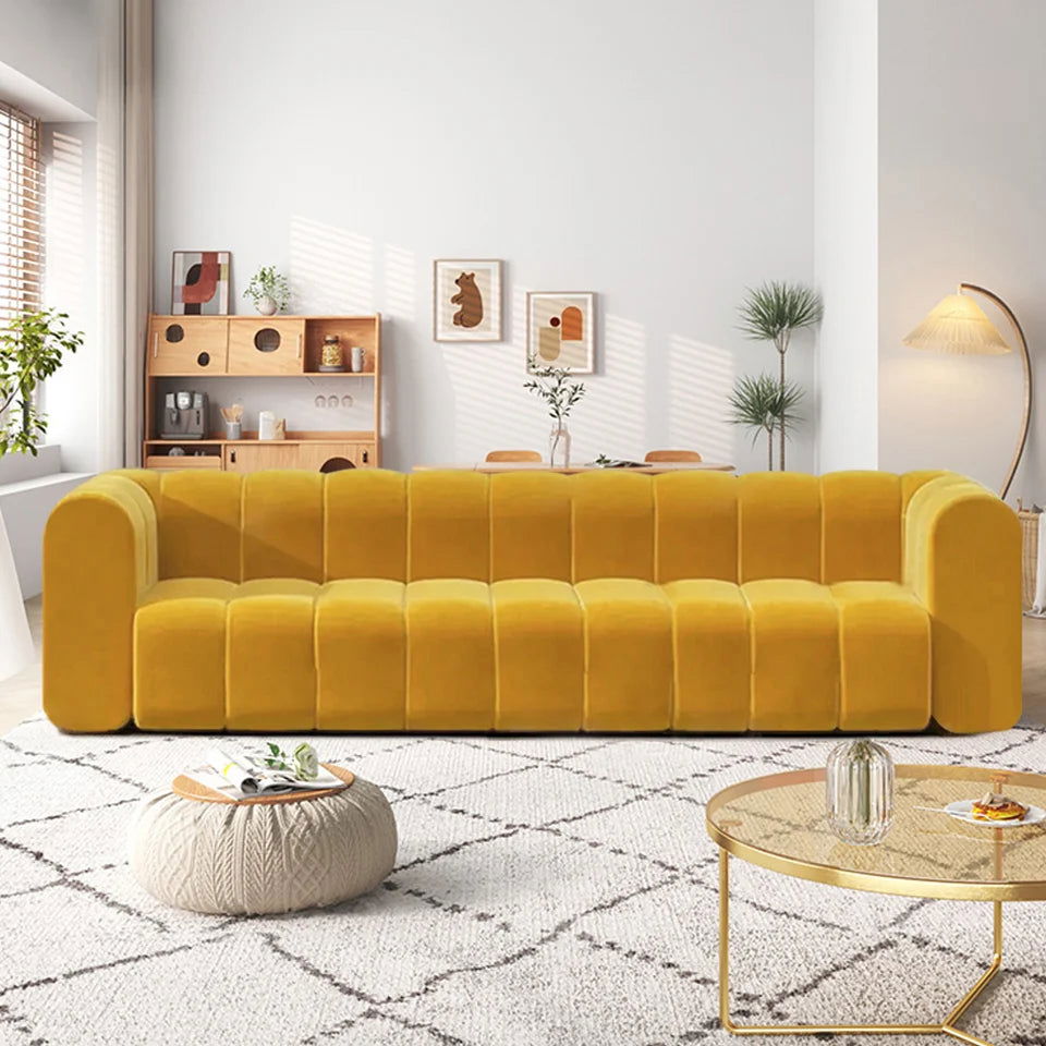 2230mm Modern Velvet Upholstered Sofa 3-Seater Sofa Luxury Sofa Solid Wood Frame - 
