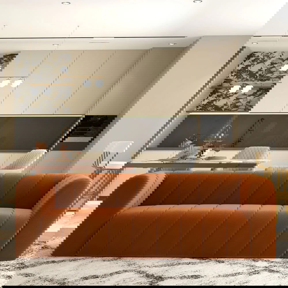 2230mm Modern Velvet Upholstered Sofa 3-Seater Sofa Luxury Sofa Solid Wood Frame - 