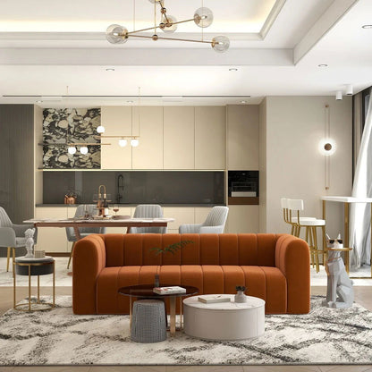 2230mm Modern Velvet Upholstered Sofa 3-Seater Sofa Luxury Sofa Solid Wood Frame - 