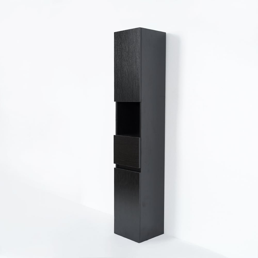 Modern Bathroom Cabinet with Drawers Wall Mounted Bathroom Cabinet with Doors with Shelf- Black