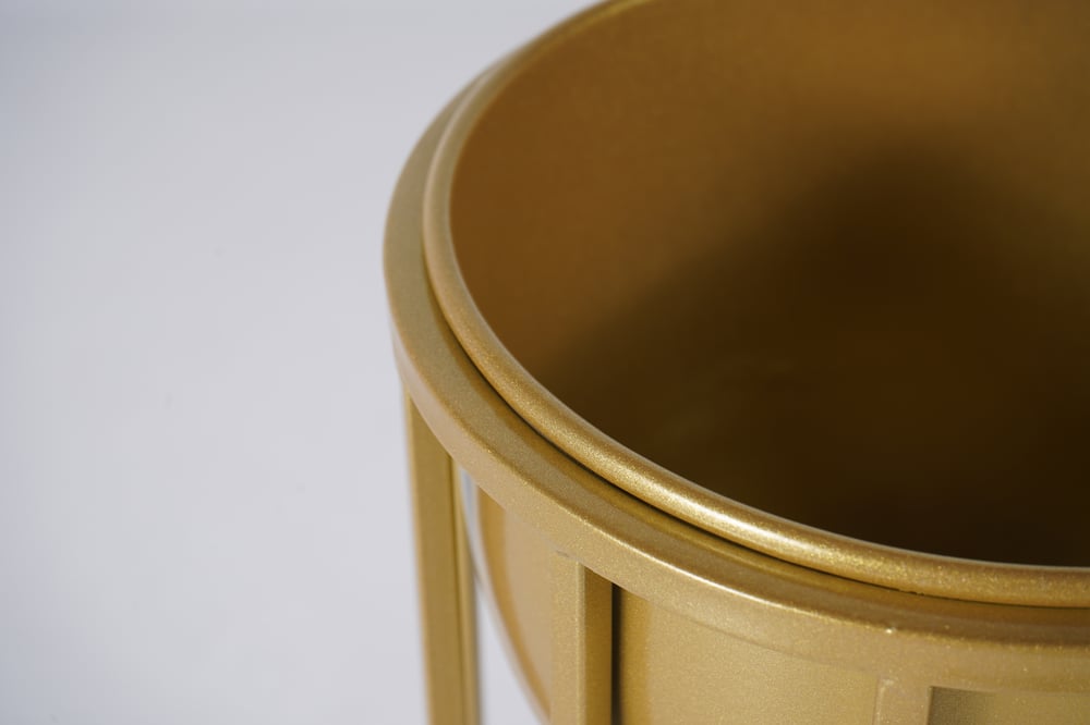 23.6" Gold Plant Pot Indoor Modern Metal Planter with Gold Stand for Living Room - 