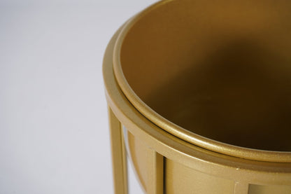 23.6" Gold Plant Pot Indoor Modern Metal Planter with Gold Stand for Living Room - 