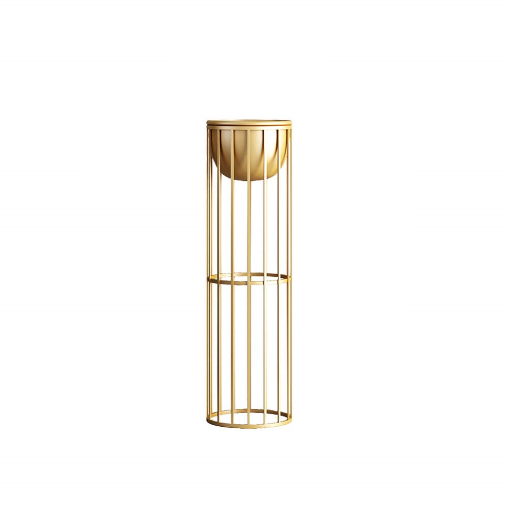23.6" Gold Plant Pot Indoor Modern Metal Planter with Gold Stand for Living Room - 
