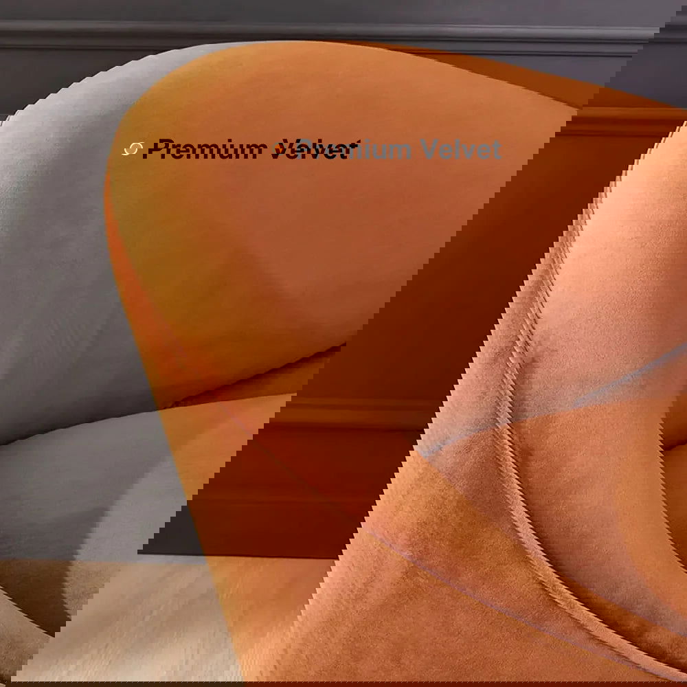 2360mm Modern Orange Velvet Upholstered Large 3-Seater Curved Sofa - 